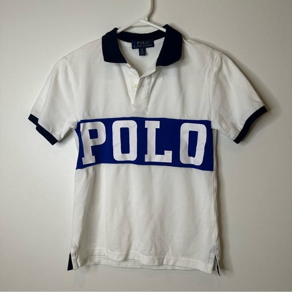 Polo Ralph Lauren white and blue T shirt kids size S (8) - Picture 1 of 11